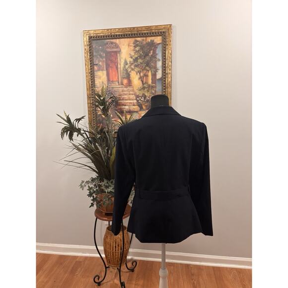 Emily Women Jacket 12 Mob Wife 2 Buttons Front Black Belted Office Siren Lined - Picture 4 of 11